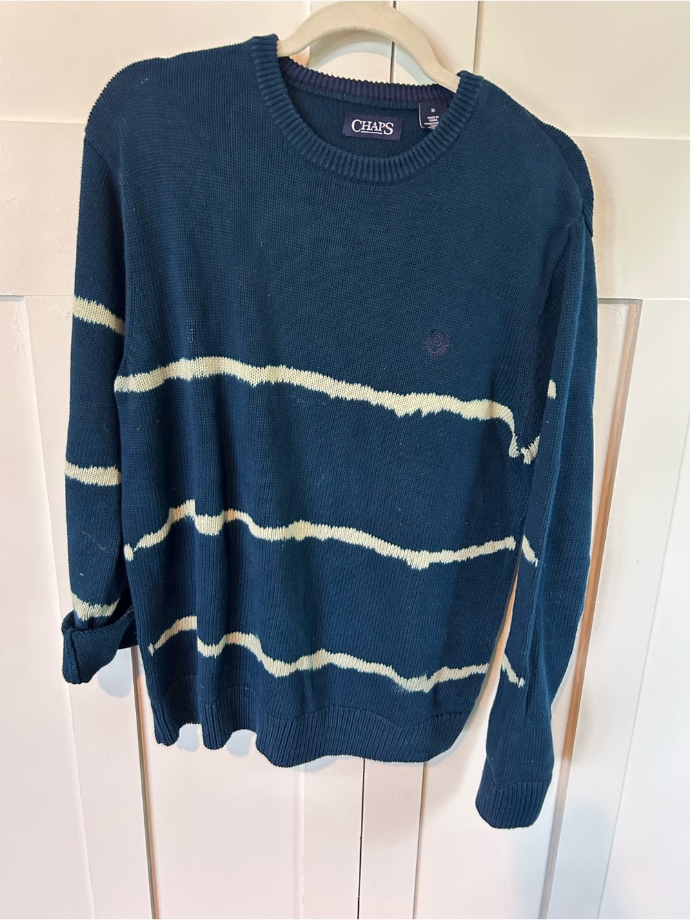 Chaps Pullover Sweater Size Mens/Women Medium Blue/Cream